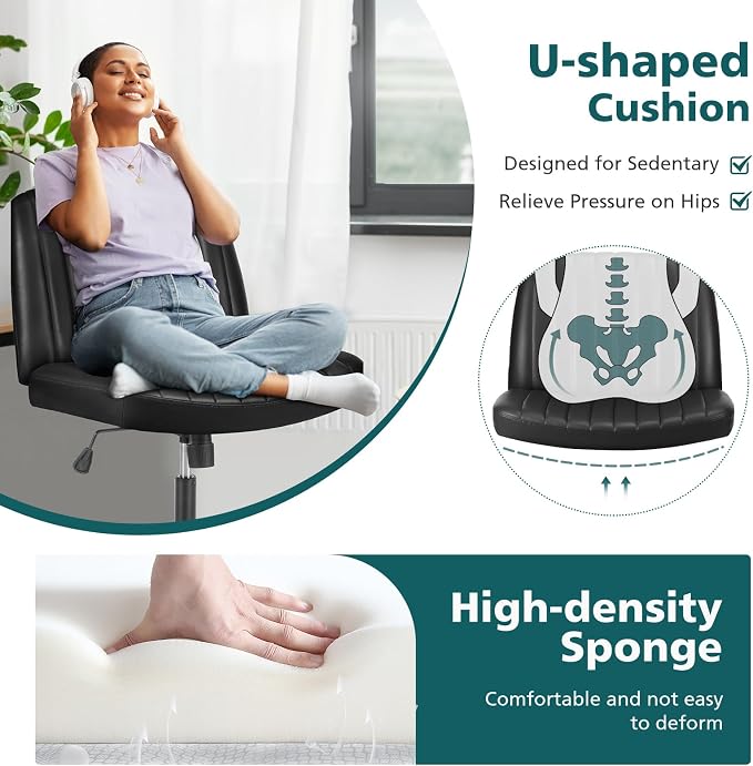OLIXIS Criss Cross Legged Chairs No Wheels, Wide Seat Height Adjustable Swivel - Image 4