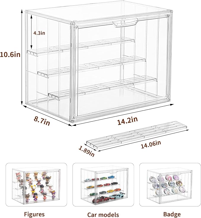 4 Pack Display Case for Collectibles 4 Layer Updated Adjustable Acrylic Display - Image 4