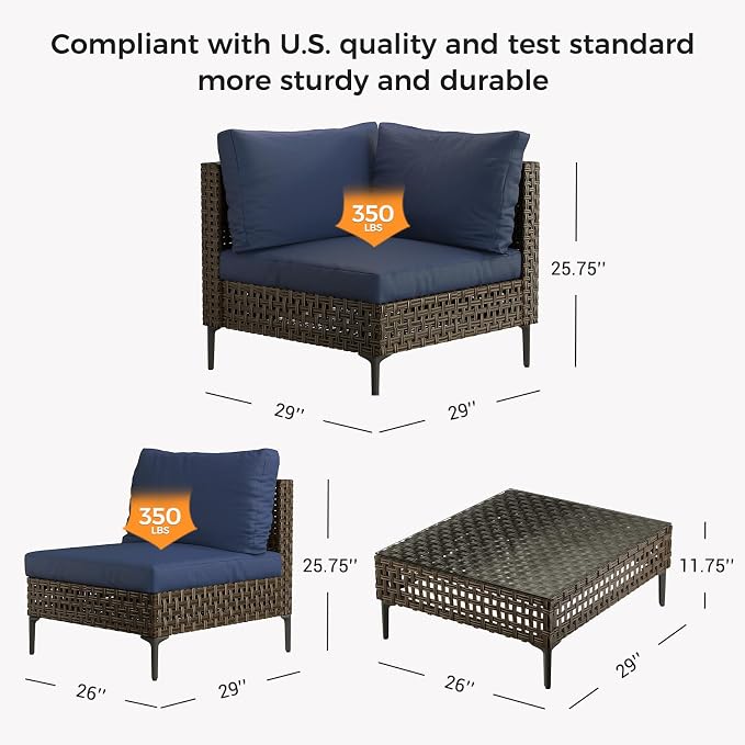Grand patio Wicker Patio Furniture Set, All Weather Outdoor Sectional Sofa - Image 9