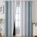 Estelar Textiler Stone Blue and Grayish White Blackout Curtains 108 Inches Long by ESTELARTEXTILER