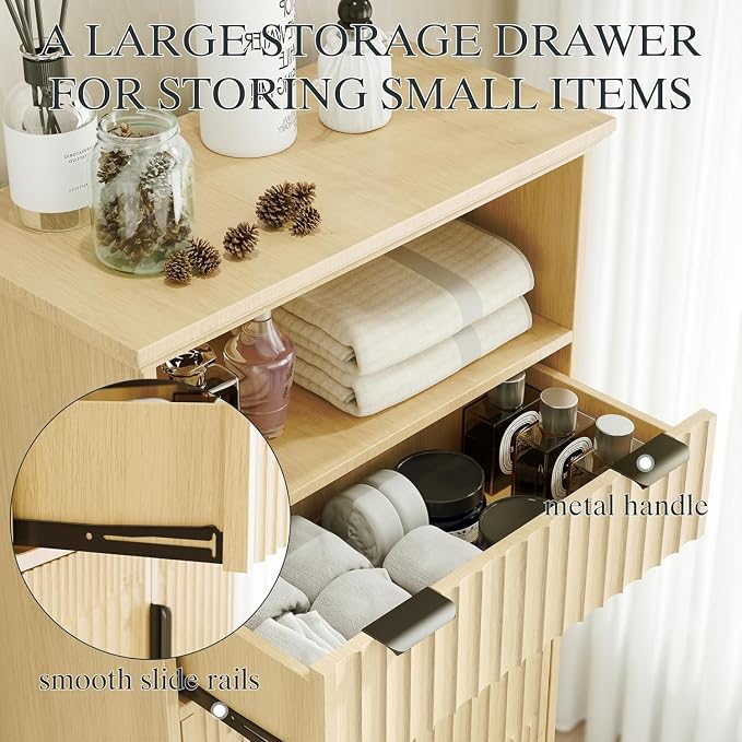 Fatmok Buffet Cabinet with Storage Set of 3, Wood Buffet Sideboard Console Table - Image 5