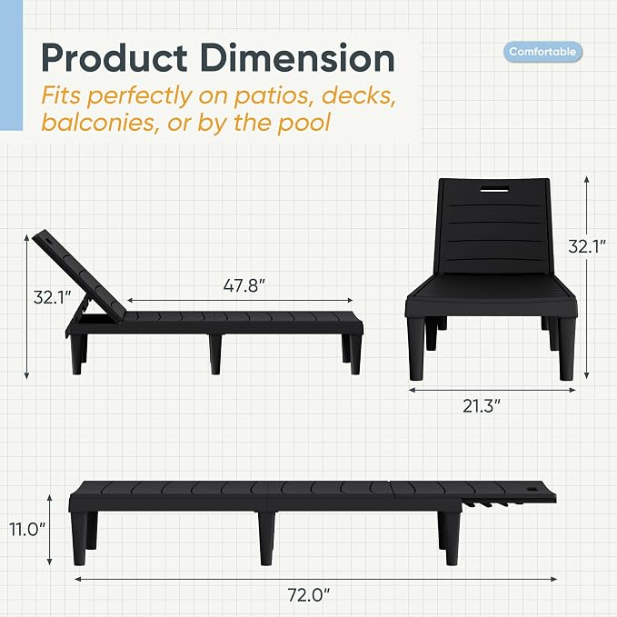 Greesum Outdoor Chaise Lounge Chairs Set of 2 - Image 3