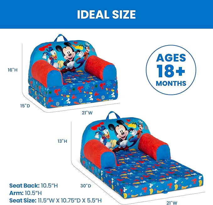 Delta Children - Mickey Mouse Cozee Buddy Flip-Out Kids Chair - Image 3