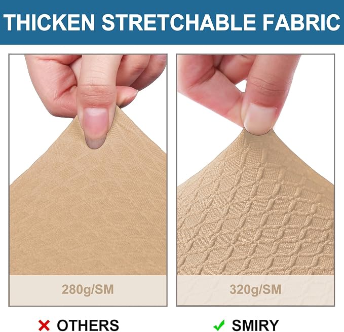 Smiry Waterproof Seat Covers for Dining Room Chairs Set of 4, Stretch Jacquard - Image 4