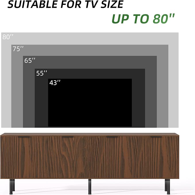 TV Stand for 80 Inch TV, Fluted Entertainment Center - Image 5