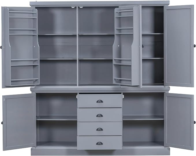 VilroCaz Freestanding Large Kitchen Pantry, Wooden Kitchen Organizers and - Image 4