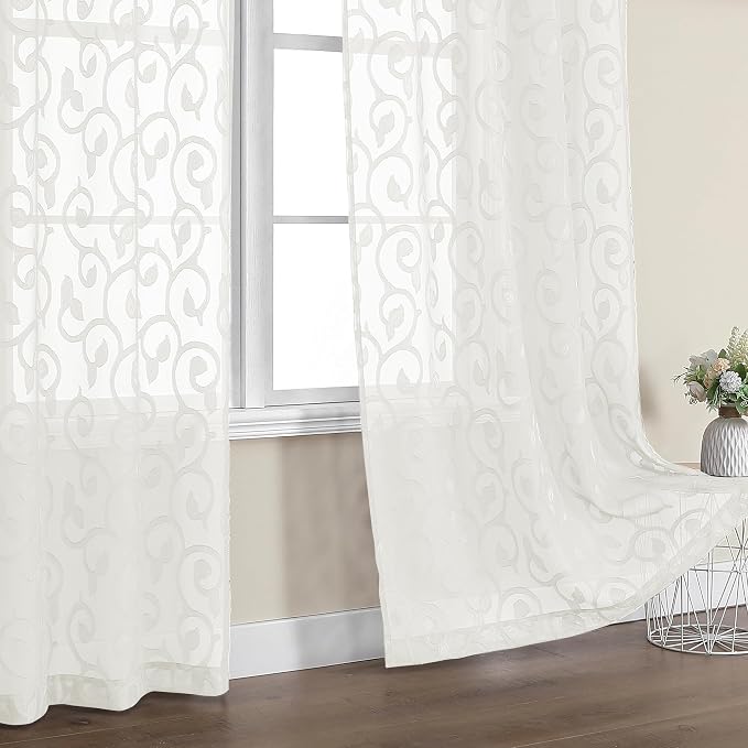 OWENIE Furman Ivory Sheer Curtains 84 inches Long - Image 6