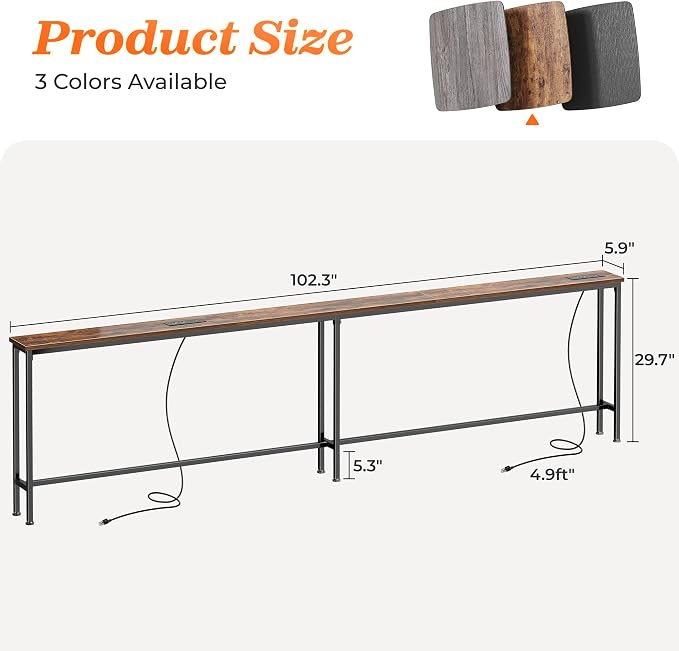 SUPERJARE 102 Inch Sofa Table - Image 3