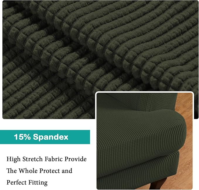 Turquoize Wingback Chair Covers 2 Piece Wing Chair Slipcover Stretch Slipcovers - Image 4