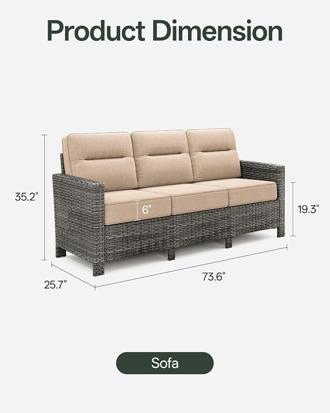 Luxury Outdoor Furniture, 6-Inch Thick Cushion Patio Sofa, Oversized Comfort - Image 2