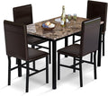 AWQM 5 Piece Dining Table Set for 4, Faux Marble Kitchen Table and Chairs for 4 by AWQM