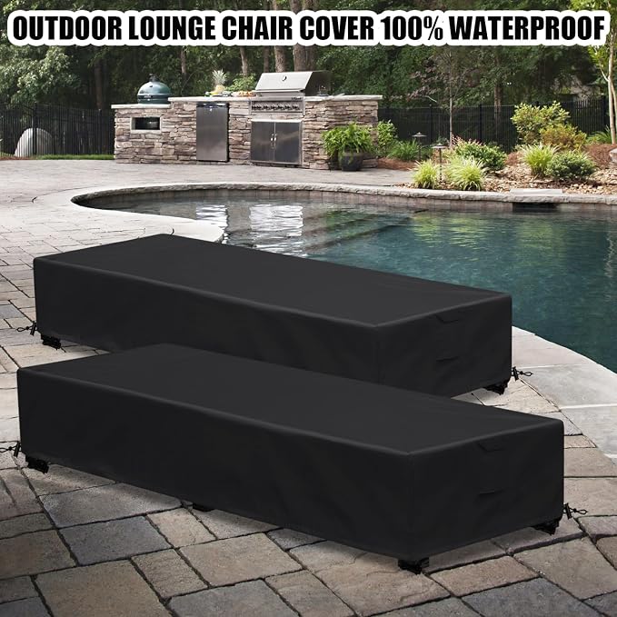 Patio Lounge Chair Covers 4 Pack Waterproof Outdoor chaise lounge cover 80" x - Image 3