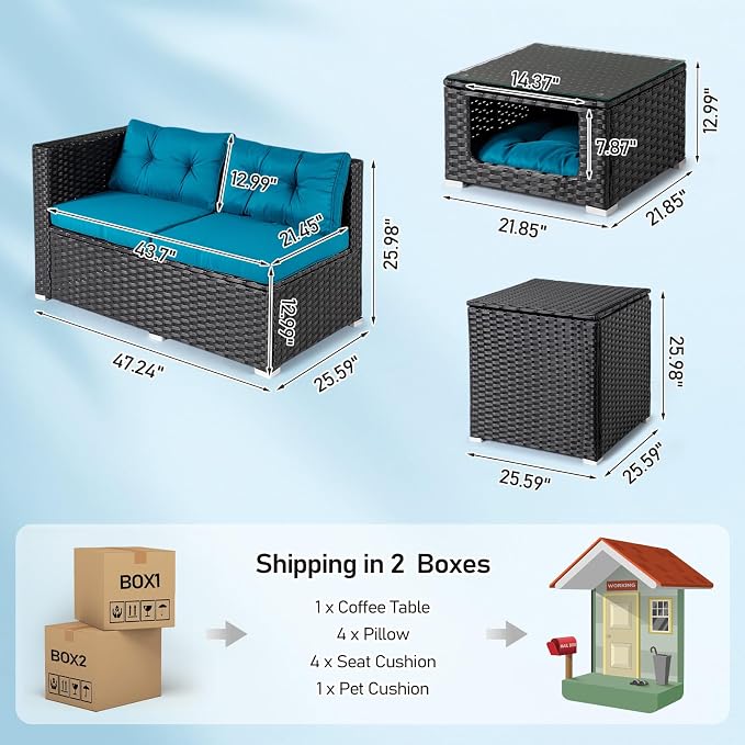 VINGLI 4 Pieces Outdoor Sectional Wicker Patio Furniture - Image 3