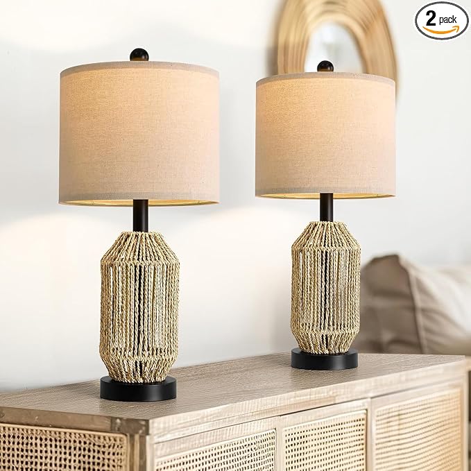OYEARS 21" Boho Table Lamps Set of 2 by OYEARS