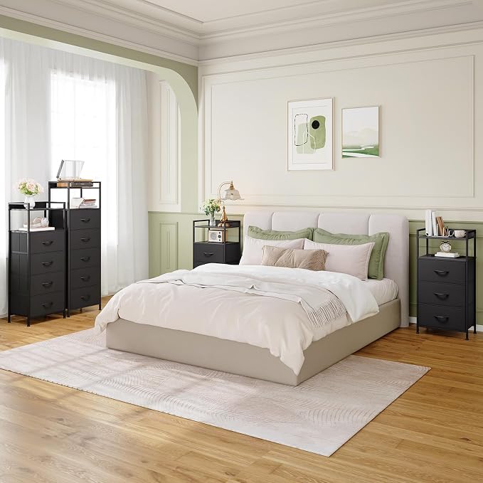 Somdot Nightstand with 4 Drawers, Vertical Storage Tower Fabric Dresser - Image 2