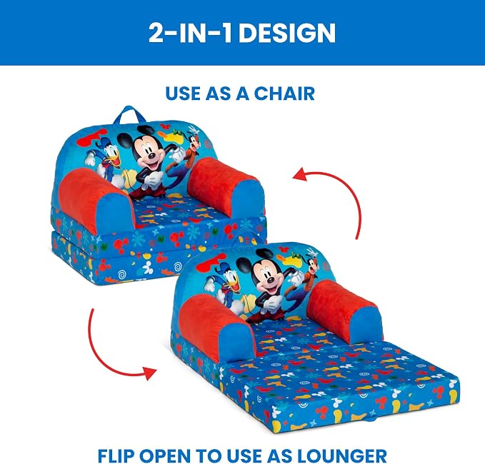 Delta Children - Mickey Mouse Cozee Buddy Flip-Out Kids Chair - Image 4