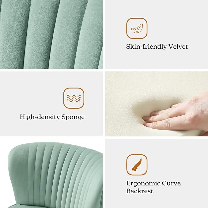 HULALA HOME Velvet Accent Chair, Modern Upholstered Cute Side Chair - Image 5
