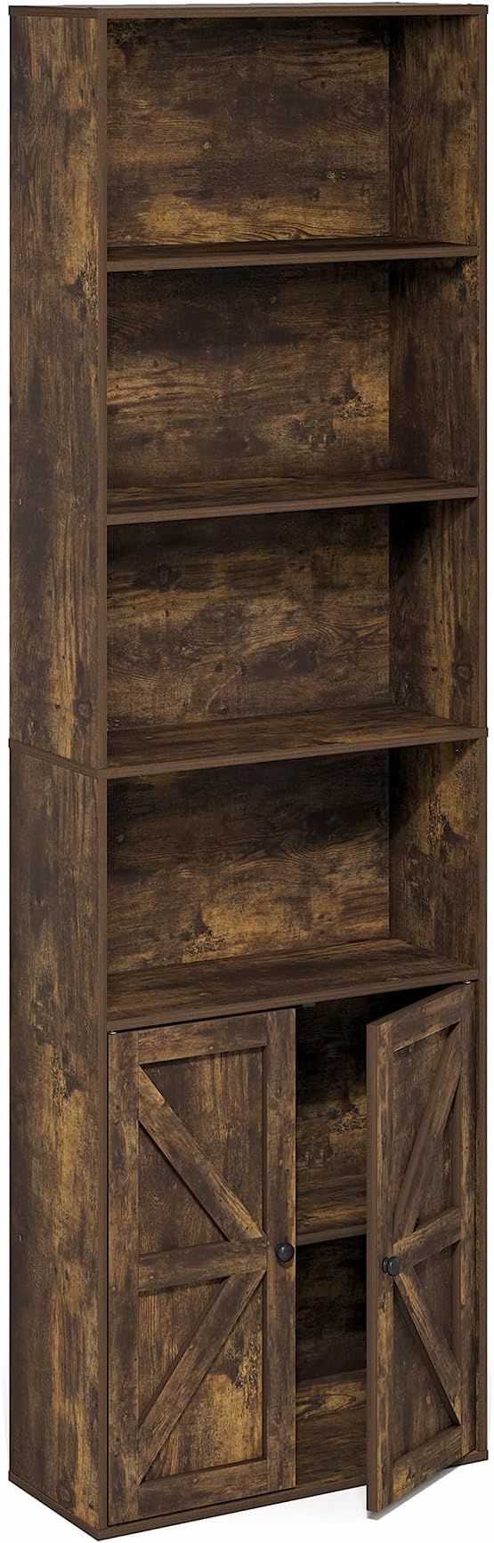 Furinno Jensen Book Shelf, 6-Tier Farmhouse Bookshelf, Display Bookcase - Image 5