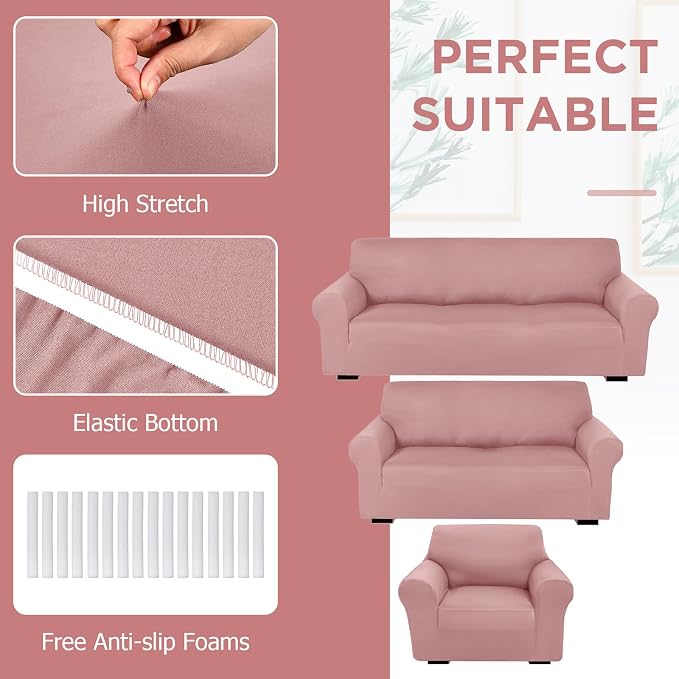 Peryiter 3 Pcs Couch and Loveseat Covers Set Sofa Cover - Image 4