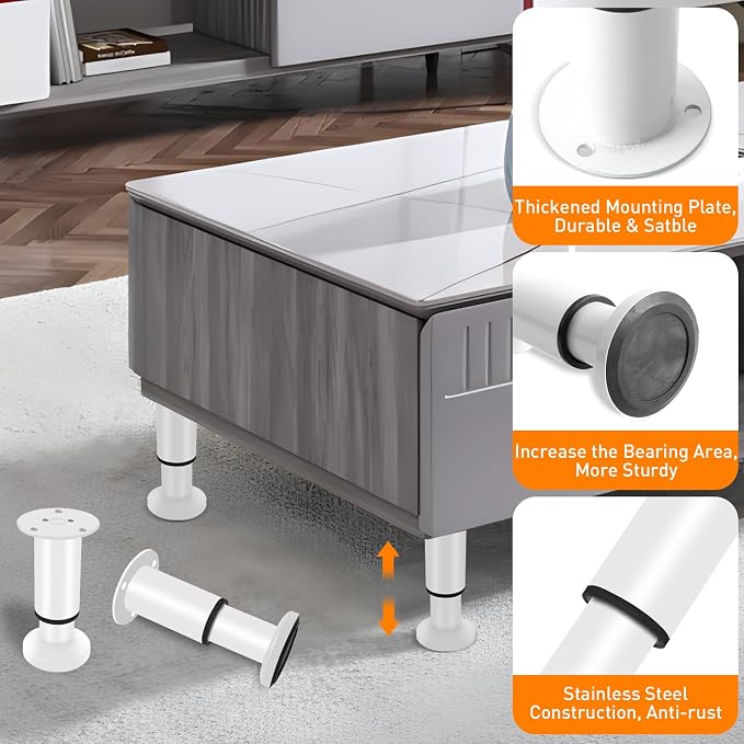 4 Pcs Adjustable Height Furniture Support Legs 10-17 inch, Metal Adjustable - Image 4