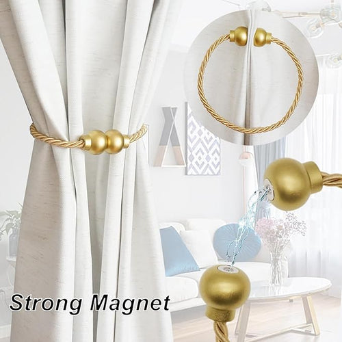 4 Pack Magnetic Curtain Tiebacks Modern Handmade Rope Curtain Tie Backs - Image 2