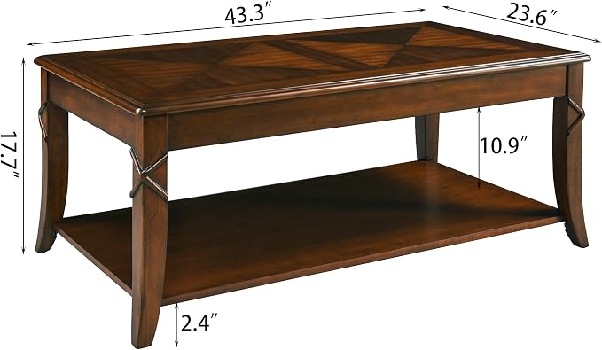 Mid-Century Modern Coffee Table Set of 3, 3-Piece Solid Wood Living Room Table - Image 2