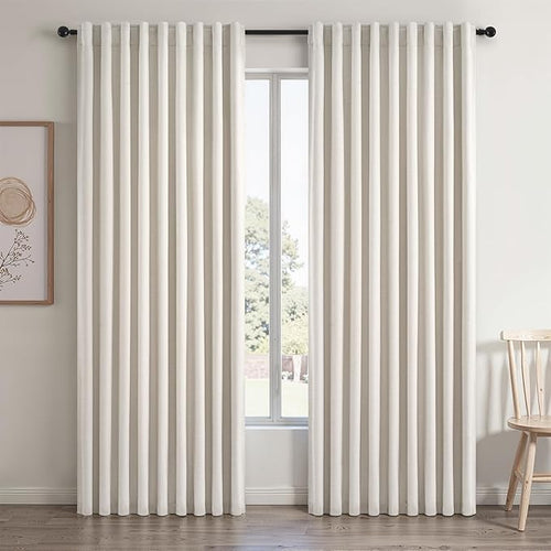 60 Inches Extra Wide Natural Linen Blackout Curtains 84 Inch Length by Topfinel