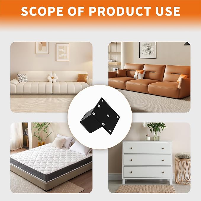 4Pcs 2Inch Metal Furniture Legs, Square Metal Cabinet Support Foot - Image 6