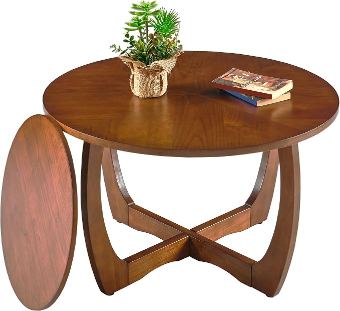 Round Solid Wood Coffee & End Table Set, 2-Piece Solid Wood Living Room Table - Image 6