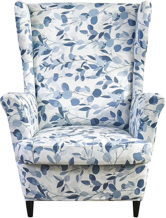 HAOYONG Wing Chair Slipcovers Printed Wingback Chair Covers 2 Pieces Wingback by HAOYONG
