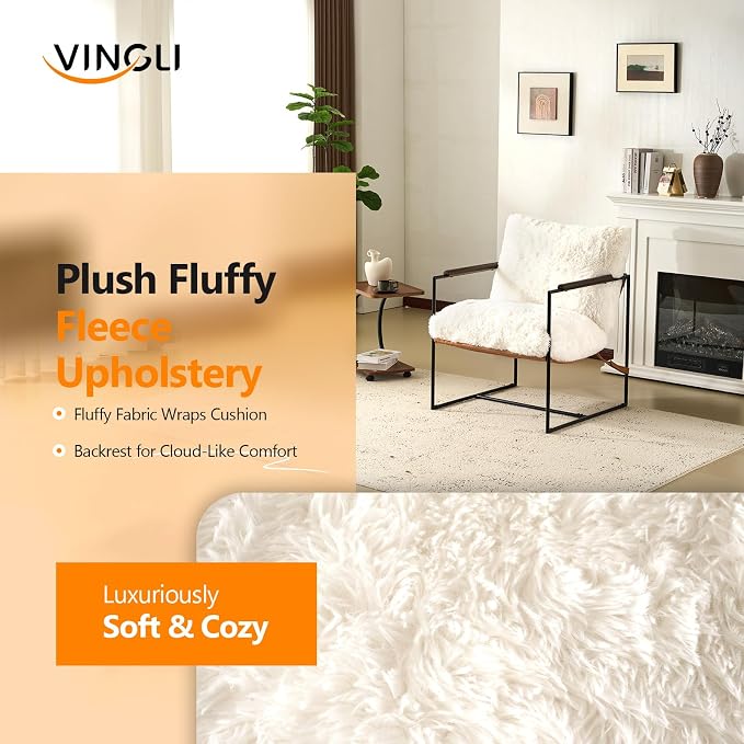 VINGLI 28" Wide Plush Upholstery Sling Modern Accent Chair - Image 4