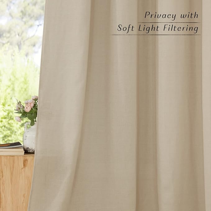 NICETOWN Linen Angora Curtains for Living Room, Grommet Privacy Assured Semi - Image 5