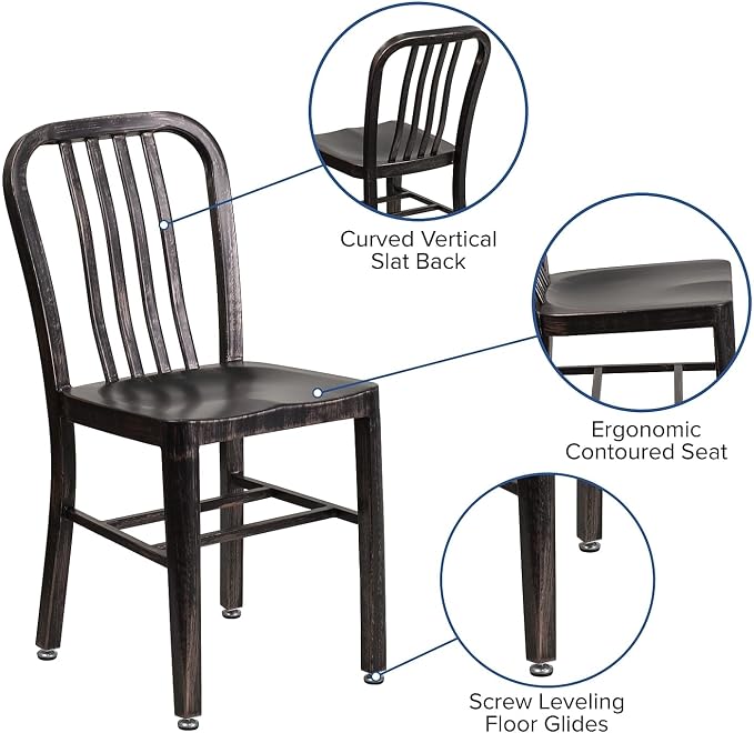 Flash Furniture Gael Commercial Grade 2 Pack Black-Antique Gold Metal - Image 6
