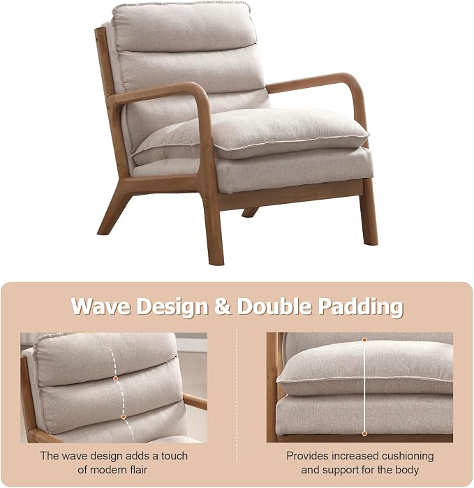 INZOY Accent Chairs Set of 2, Mid Century Modern Accent Chair - Image 3