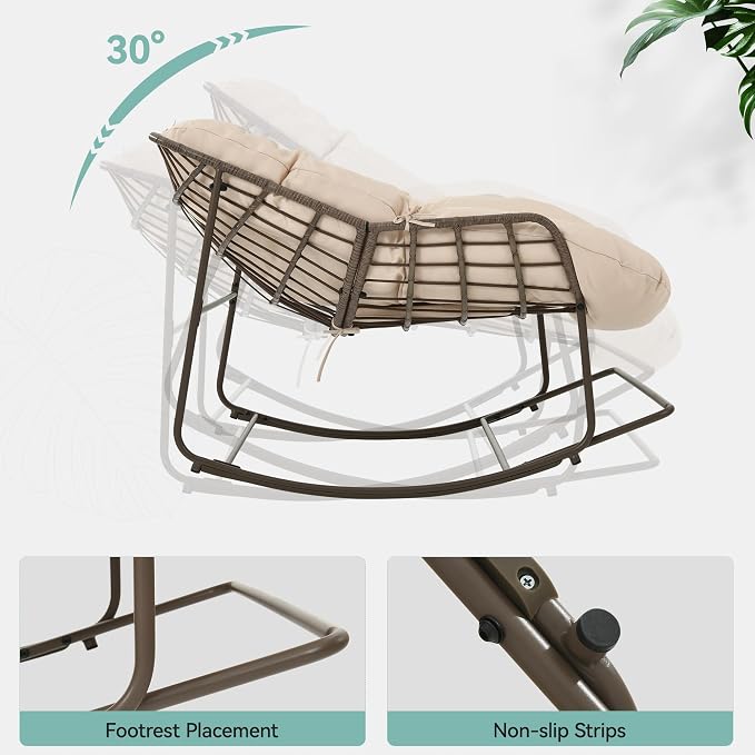 YITAHOME Rocking Papasan Chair, Wide Rocking Chair, Comfy Indoor and Outdoor - Image 8