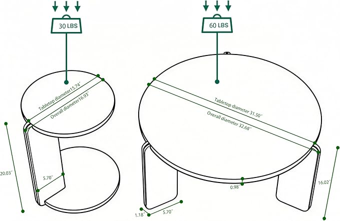 GDFStudio Round Nesting Coffee Table Set of 2, Modern Wooden Accent Side Table - Image 2