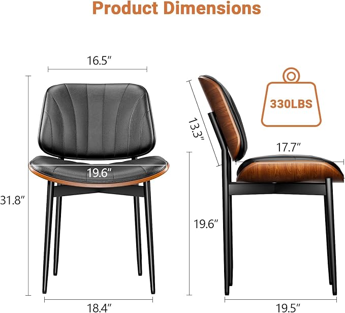 YaFiti Dining Chairs Set of 2, Dining Room and Kitchen Chairs, Mid Century - Image 2