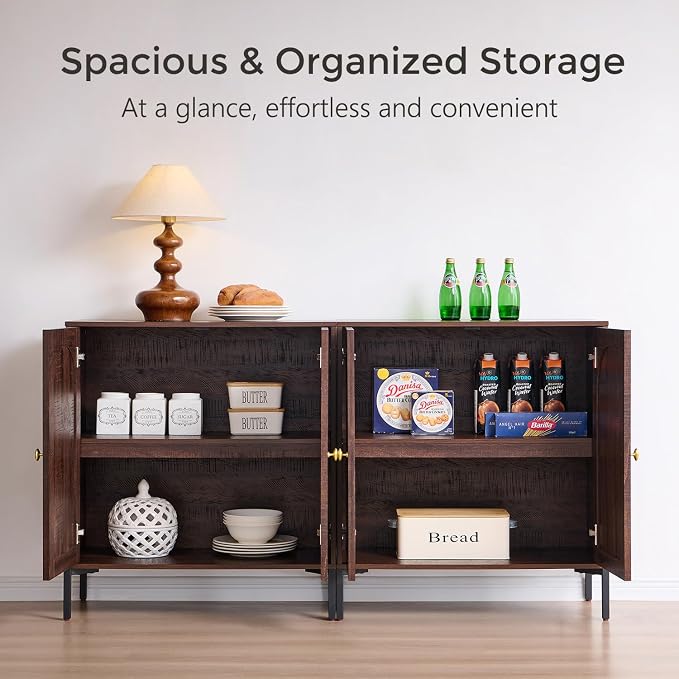 IFBUY Modern Sideboard Buffet Cabinet, 123.5" W Fluted Arched Buffet Cabinet - Image 3
