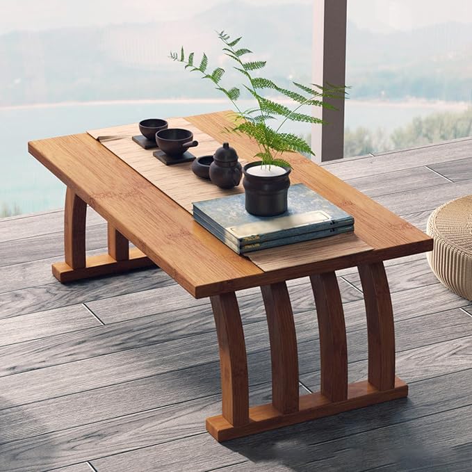 Portable Japanese Wooden Coffee Table by Unknown