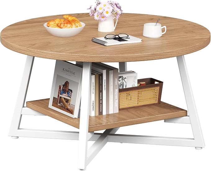 Coffee Table for Living Room, Round Coffee Table, Small Circle Coffee Table by Homeiju