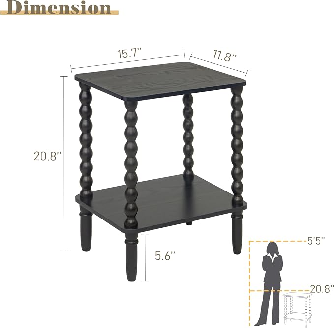 Fultyle Black Side Table, Small End Table - Image 3