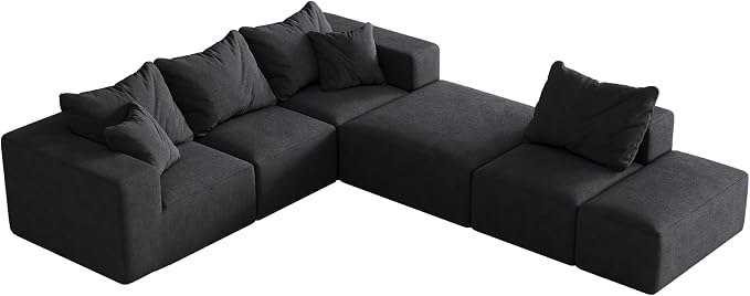 132" Modular Sectional Sleeper Sofa Couch, Modern Cloud Chenille Sectional Couch - Image 7
