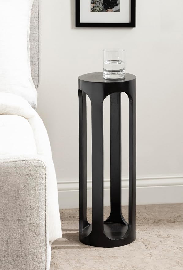 Kate and Laurel Dahl Modern Wooden Round Drink Table; 8 x 23; Black; - Image 2