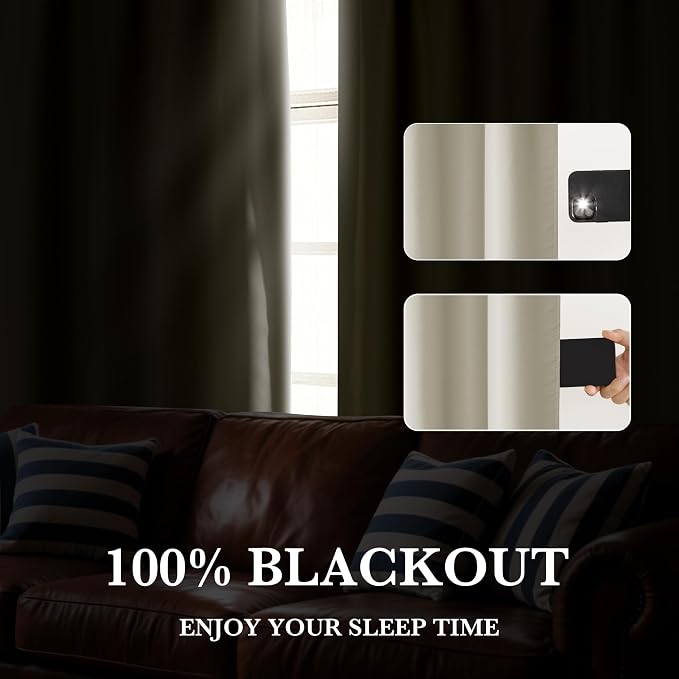 RYB HOME Bedroom Blackout Curtains 54 inches Long, 100% Blackout Thermal - Image 4