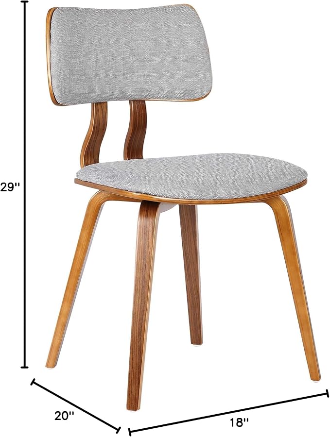 Armen Living Jaguar Mid-Century Dining Chair in Walnut Wood and Gray Fabric - Image 2