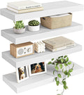 Fixwal White Shelves for Wall, 15.7in Rustic Wood Finish Floating Wall Shelves by Fixwal