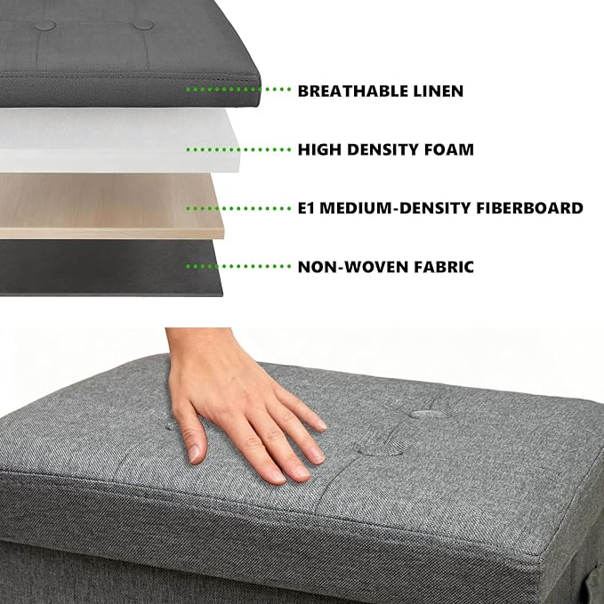 ALASDO Storage Ottoman Footrest Stool Small Ottoman - Image 7