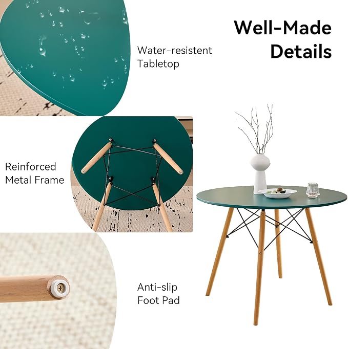 5-Piece Round Dining Table Set, Small 31.5" Kitchen Table Chairs Set of 4 Space - Image 4