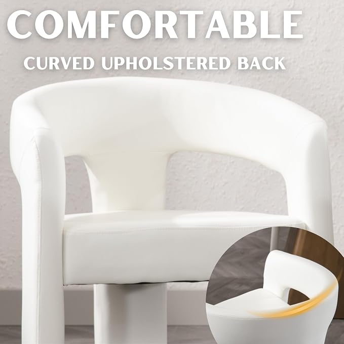 RIVOVA Modern Barrel Dining Chairs Set of 2, PU Leather Upholstered Accent Side - Image 4