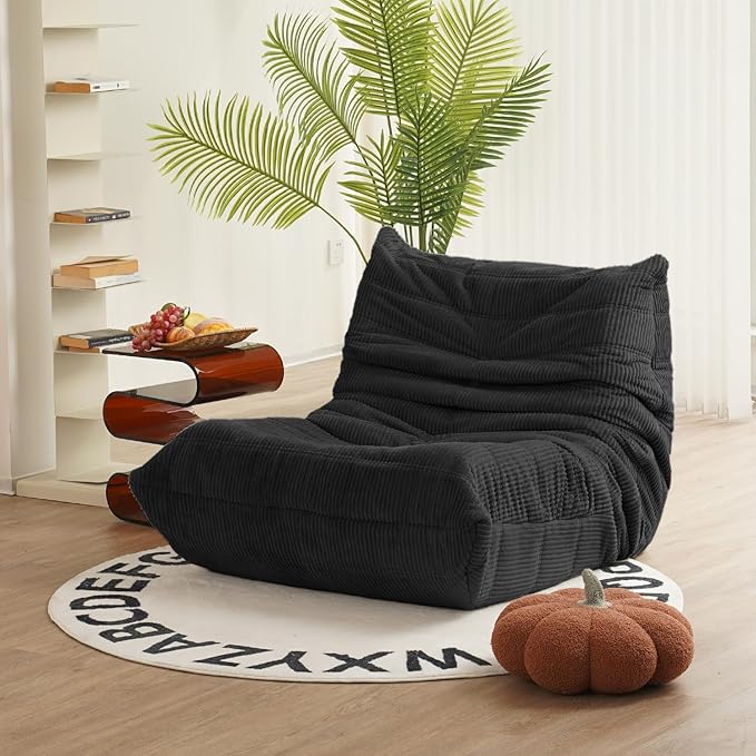 N&V Mid Century Armless Floor Sofa, Soft Premium Corduroy Lounge Chair by NV